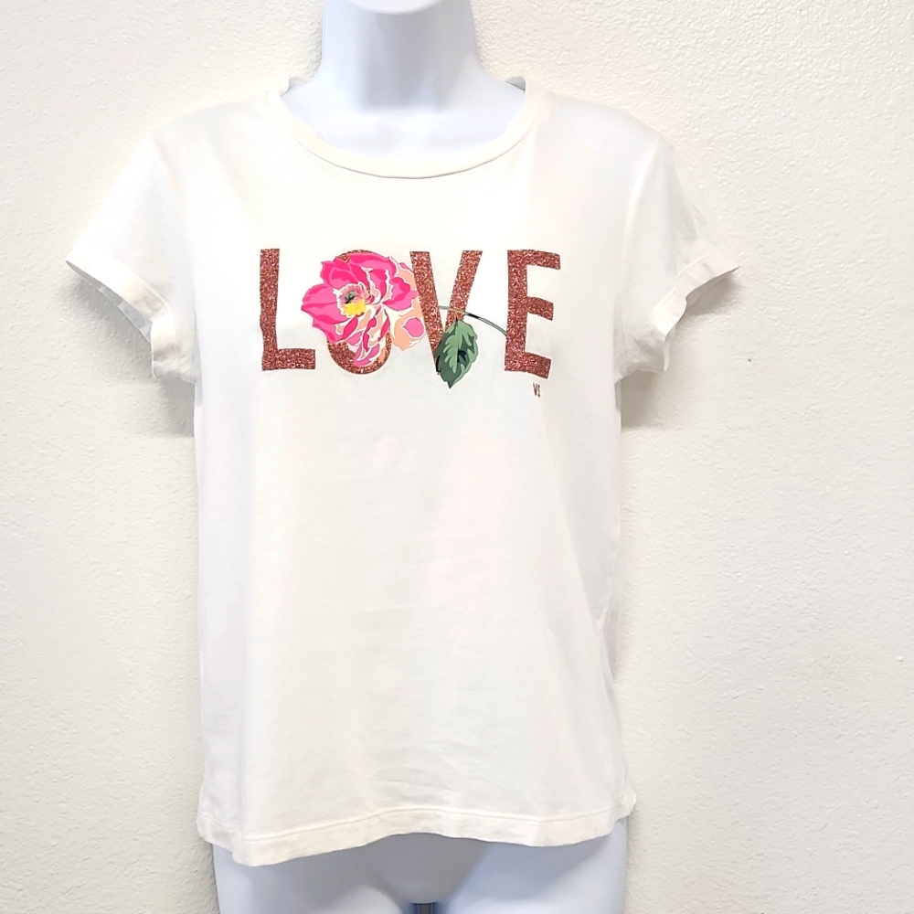 Victoria Secret White "LOVE" Tee Shirt XS